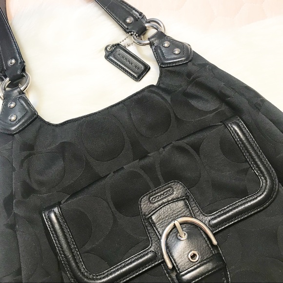 Coach Handbags - Coach ⚜️ Leather Trim Monogrammed Handbag